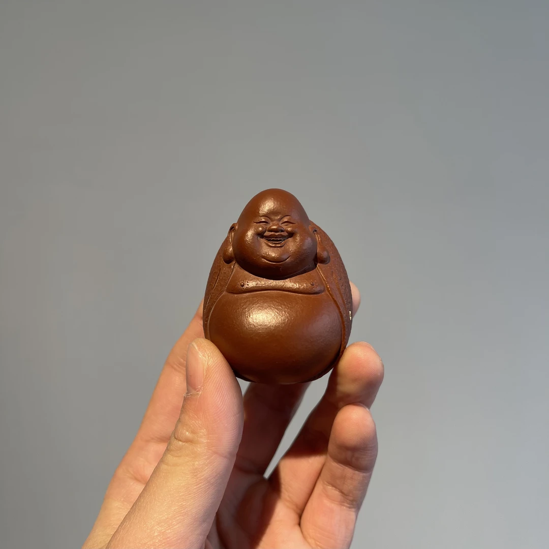 宜兴原矿全手工紫砂茶宠 紫砂弥勒茶宠摆件