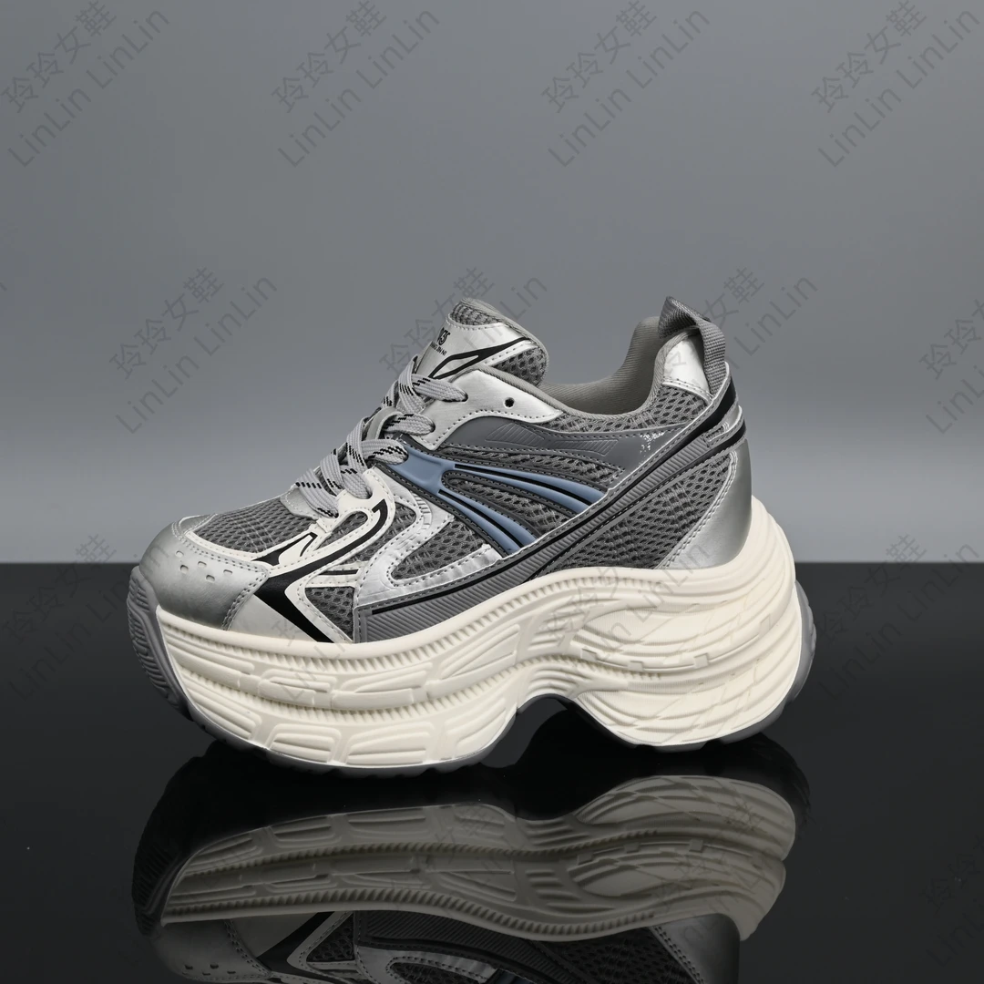 厚底网面透气老爹鞋女2025年春季松糕运动休闲鞋Z