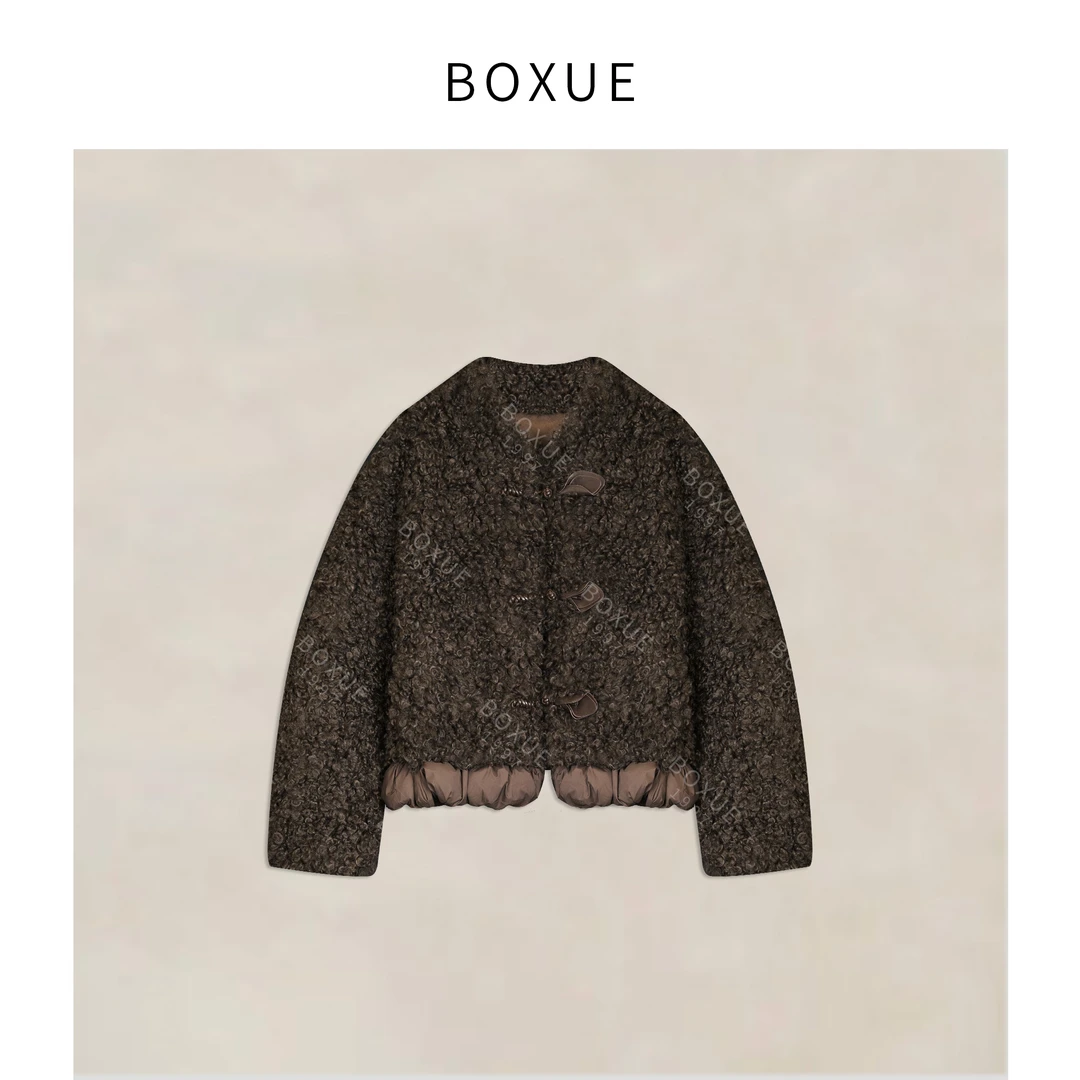 BOXUE“可可苏”2025秋冬保暖慵懒气质卷卷毛轻奢 外套#251130W7126