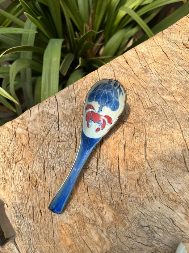 【近山古美】荷花花边勺手工手绘釉下彩高温瓷