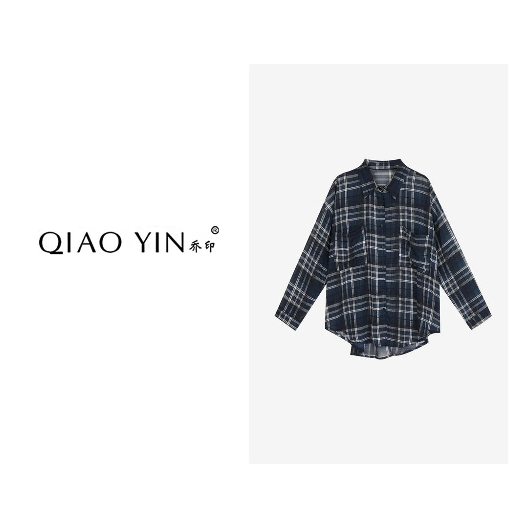 QIAO YIN"衬衫“衬衣长袖时尚休闲经典格纹QY27588
