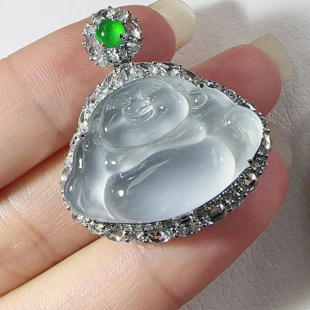 翡翠18K金镶嵌吊坠(不含链)