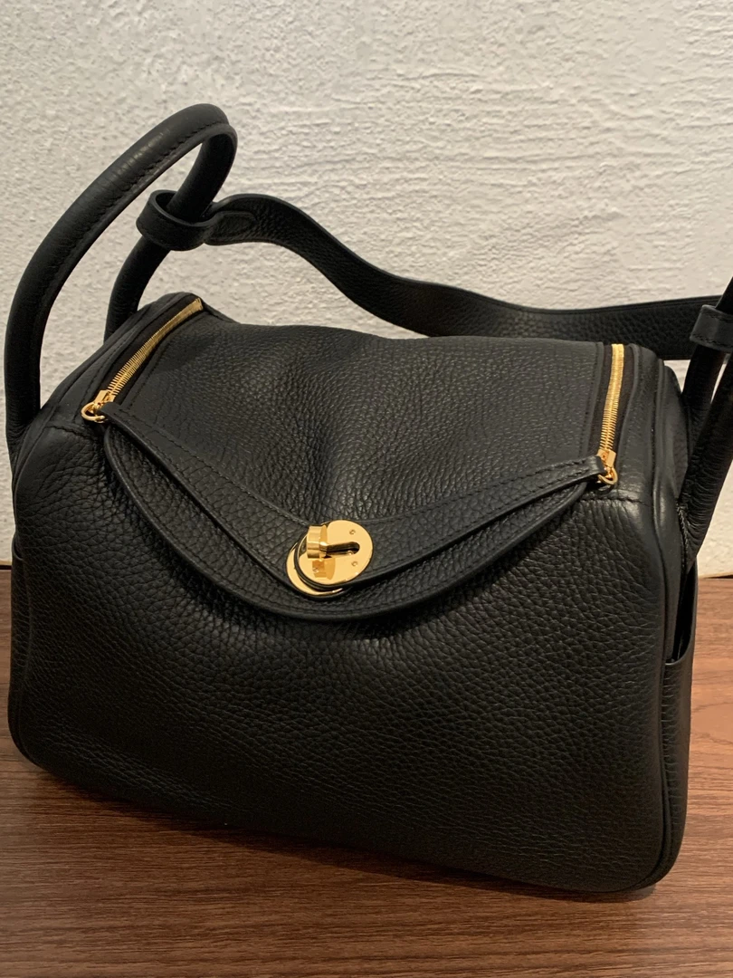 99新 Hermes/爱马仕 HIHI黑金lindy26U刻12029107JL