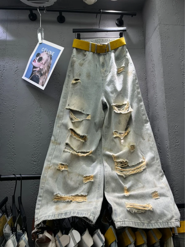 夏季新款重工破洞牛仔裤