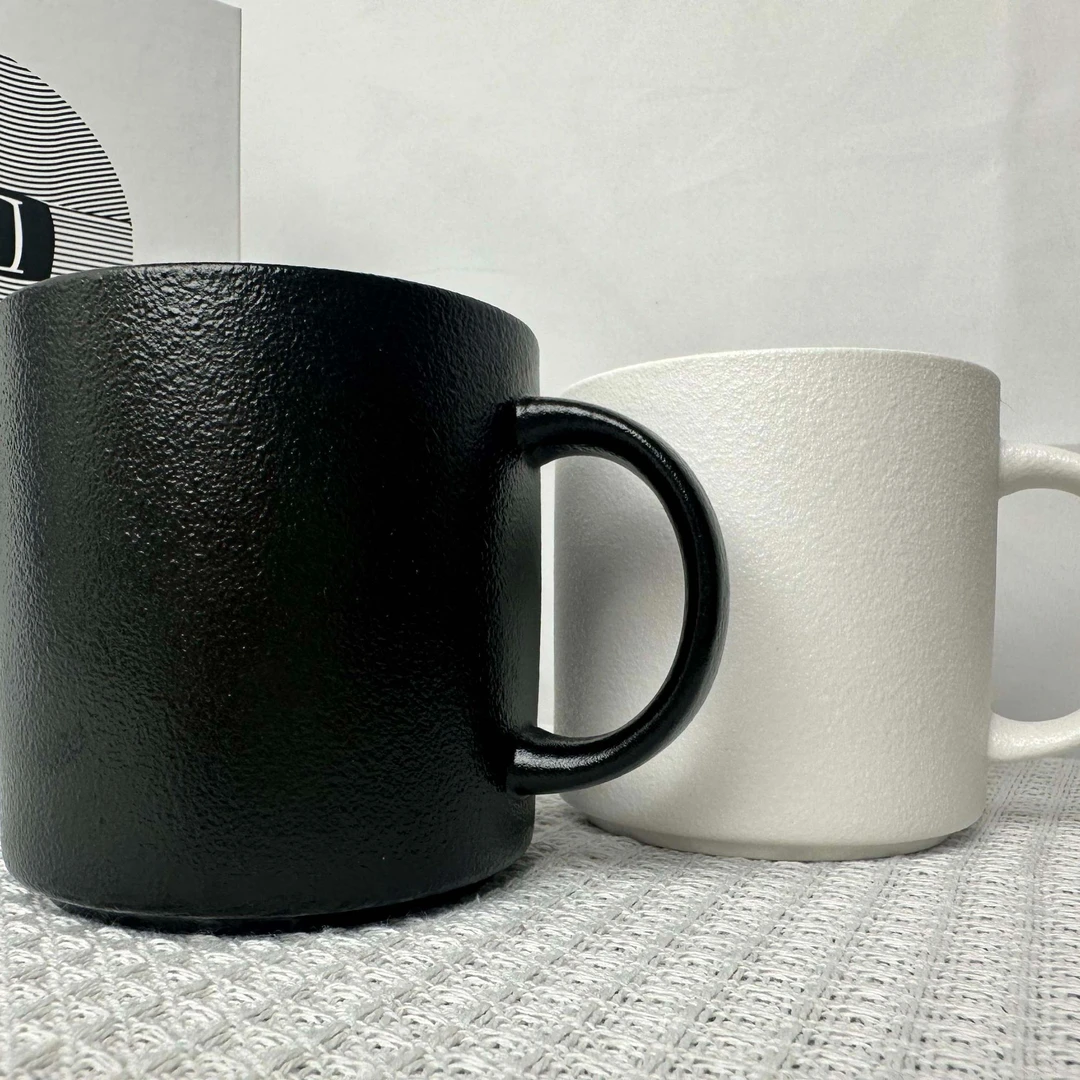 黑白磨砂马克杯漱口杯家用水杯大容量情侣