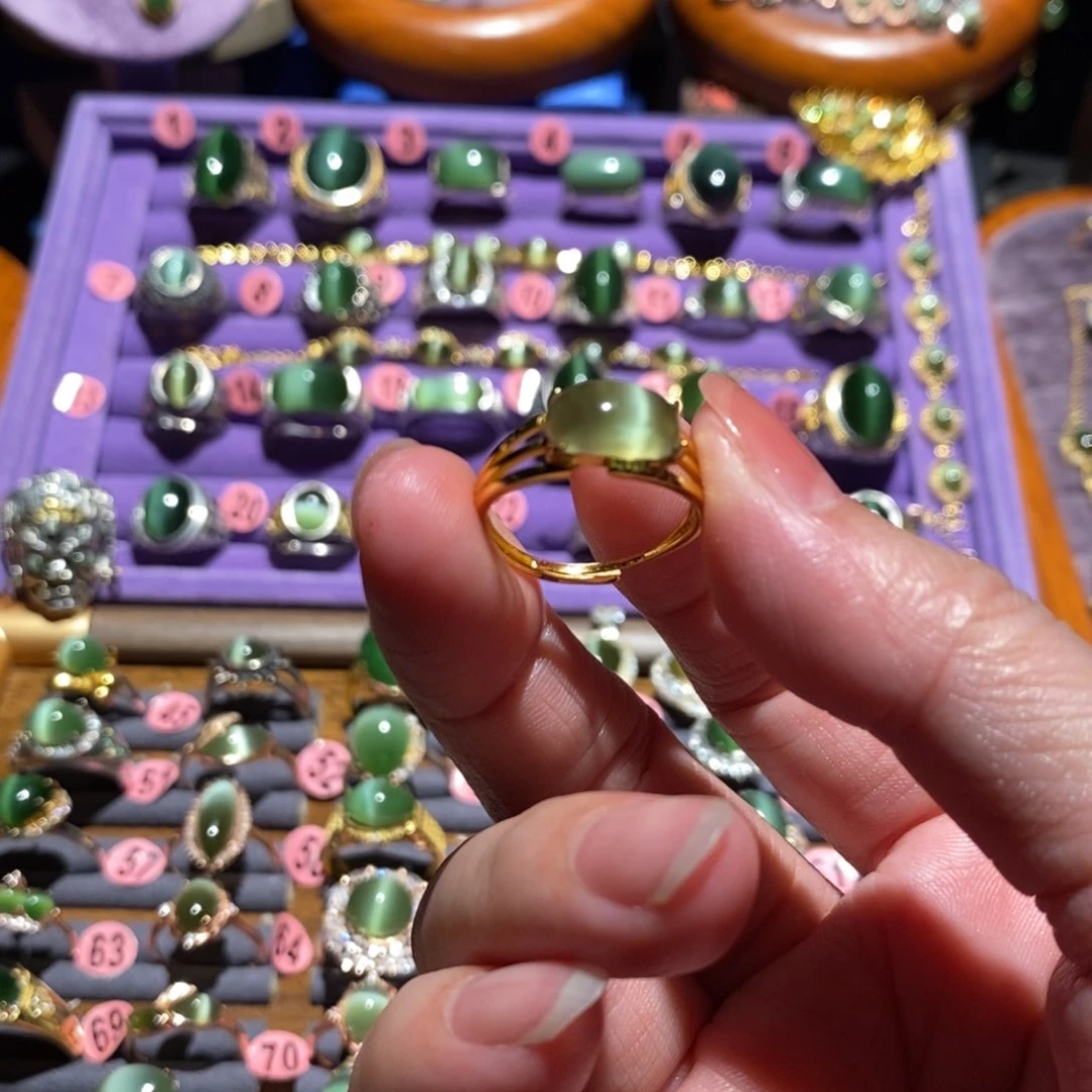 和田玉（碧玉）戒指银S925镶嵌