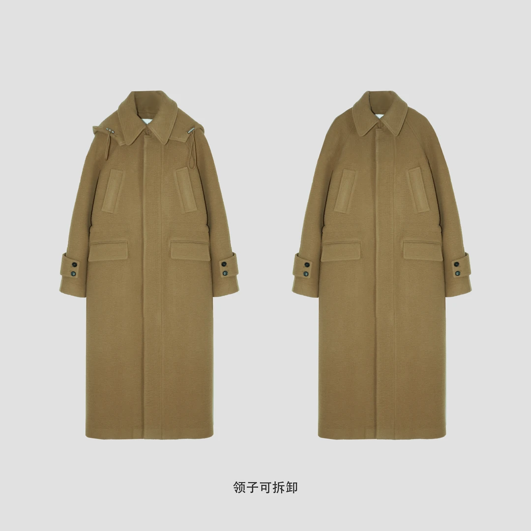 宽松廓形袖口系扣毛呢大衣DLLFY1859