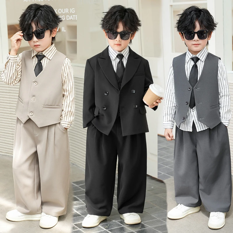 儿童西装礼服男孩痞帅花童主持小西服套装宝宝舞台走秀周岁摄影服