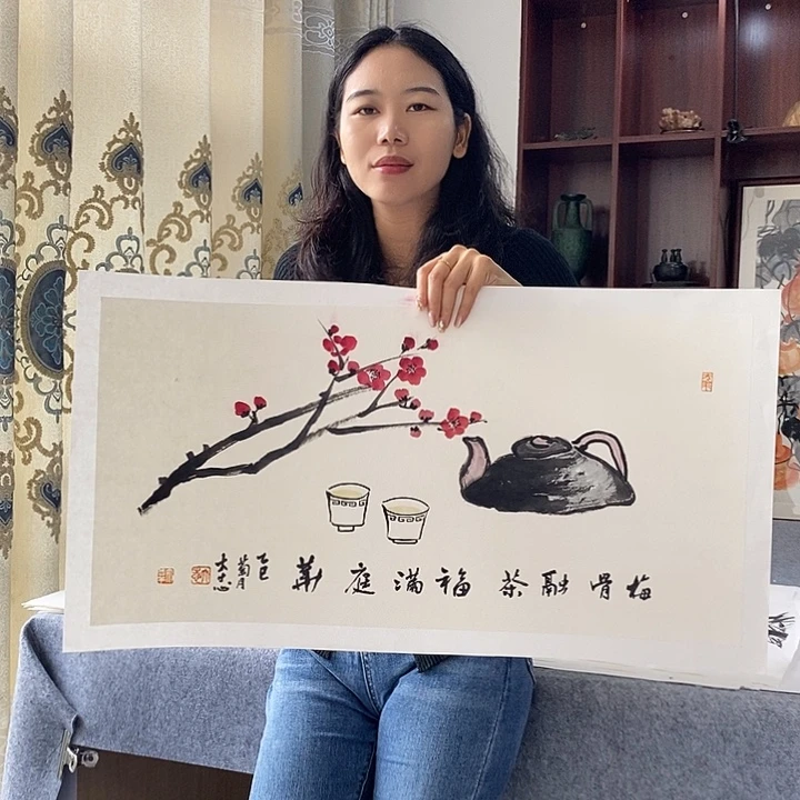 国画纯手绘国画写意作品34*68