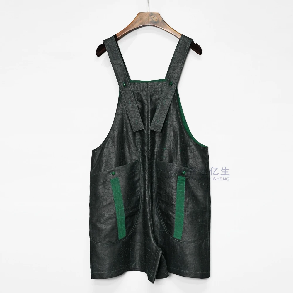 香云纱时尚黑色夏季宽松短裤女士休闲背带裤X3136