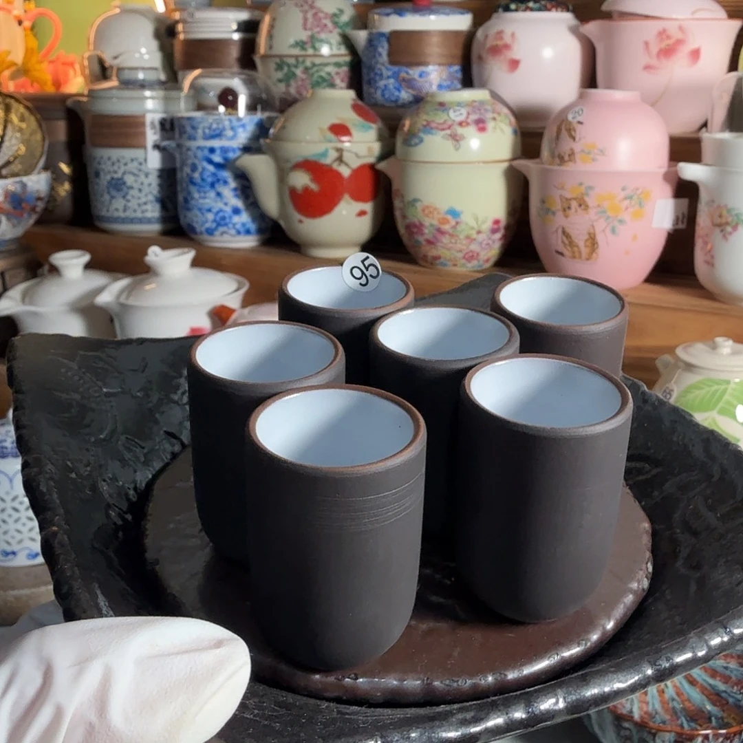 微瑕紫砂白酒杯六个95号