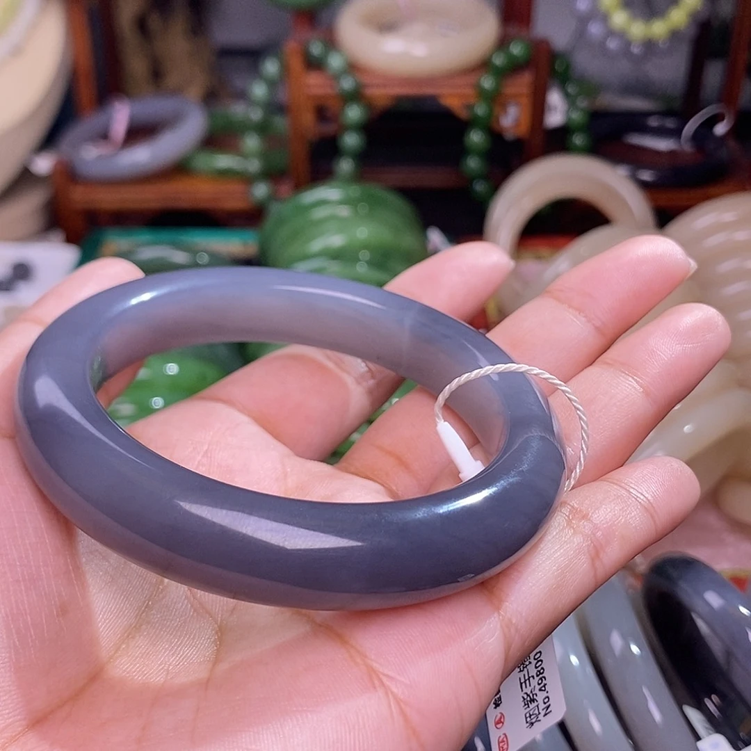 和田玉烟紫老料手镯58圈未镶嵌