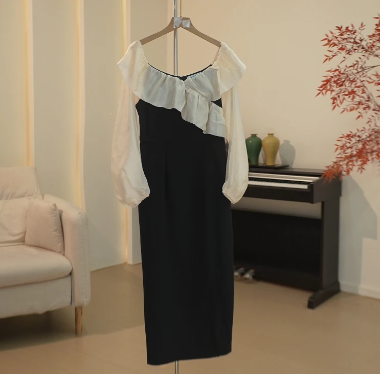 T006 新款高端时尚气质复古小众设计感连衣裙