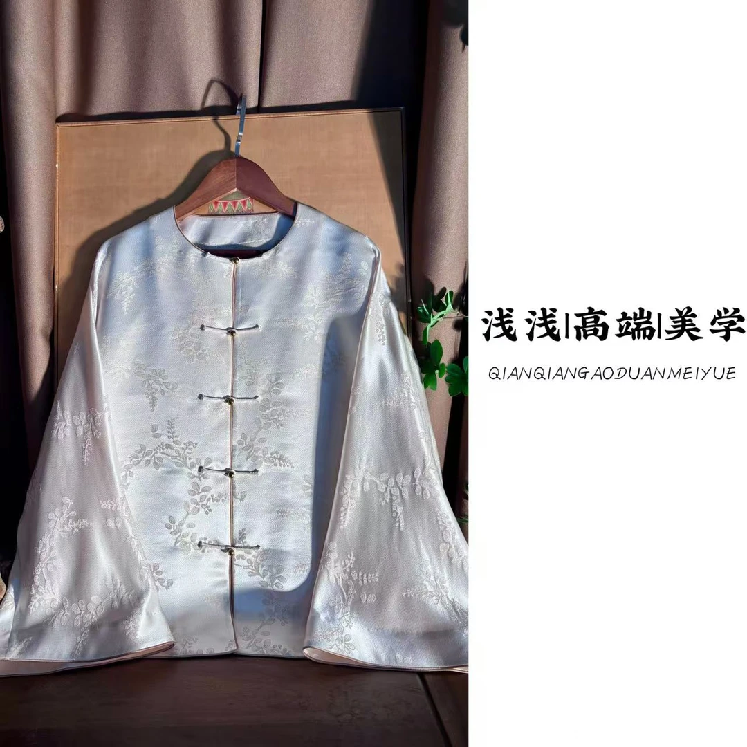 『张林根正绢』中式复古手工高定中国风宽松休闲气质时尚对襟外套