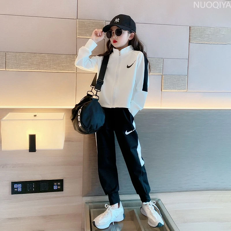 女童运动套装秋装2025新款儿童洋派时髦秋季卫衣外套女大童棒球服