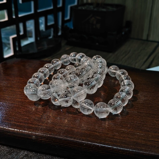 【书记甄选】白水晶心经单圈手链 多样性发一件 约12mm 033YM