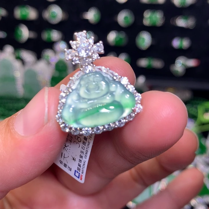 【闪购商品】翡翠颈饰银S925镶嵌天然翡翠