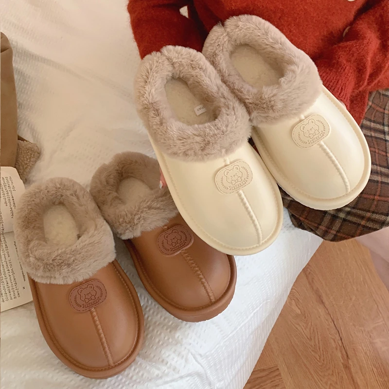 棉拖鞋女防水防滑毛绒冬季韩版个性半包保暖休闲舒适家居鞋8106