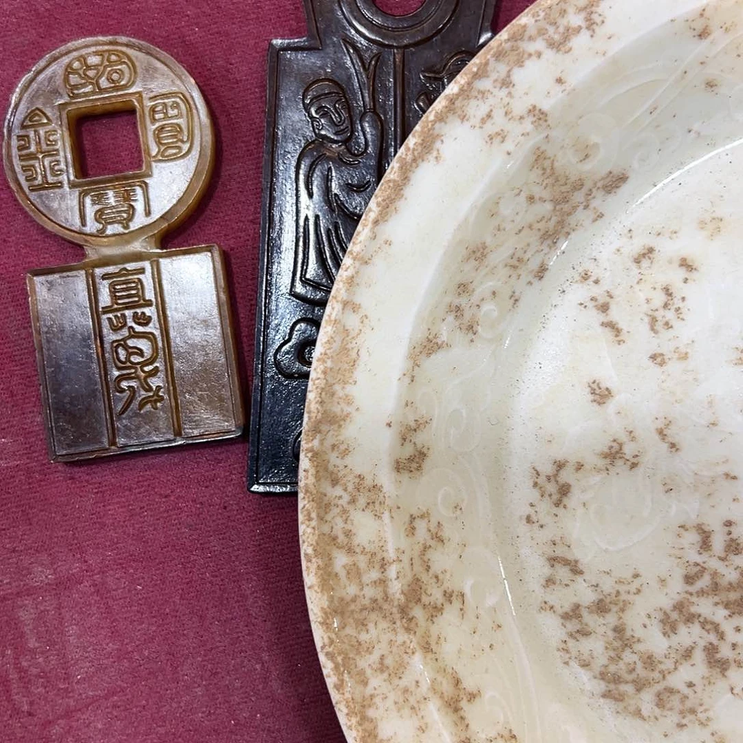 瓷片闲**鹤五大名窑瓷器摆件瓷片