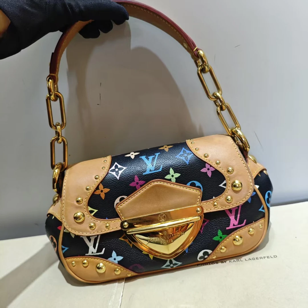 95新 LouisVuitton/路易威登 XR/LV黑三彩梦露单肩包