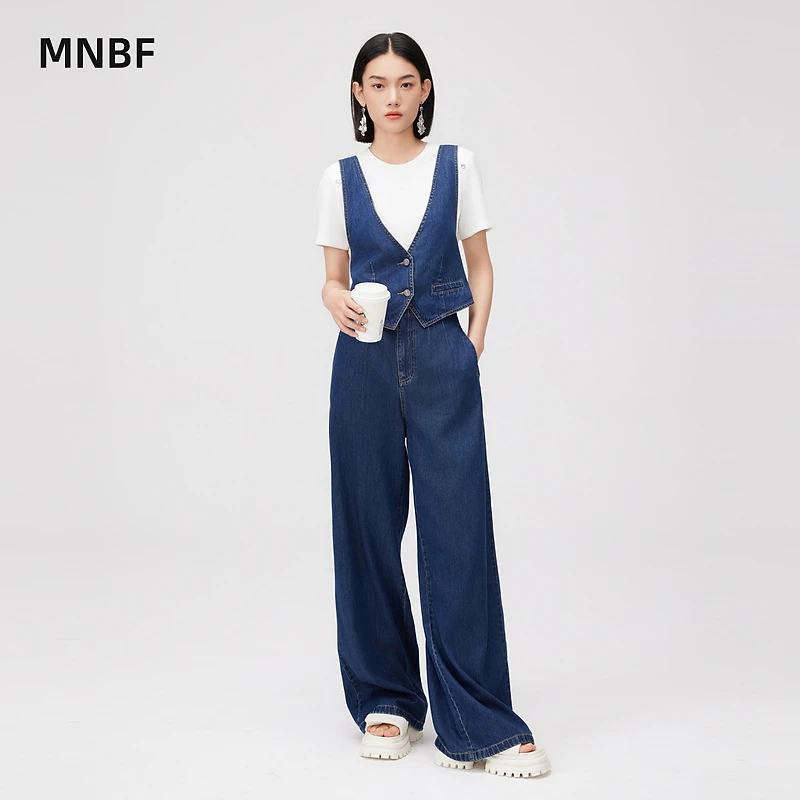 高腰显瘦马甲牛仔连体裤长裤MFLK121226