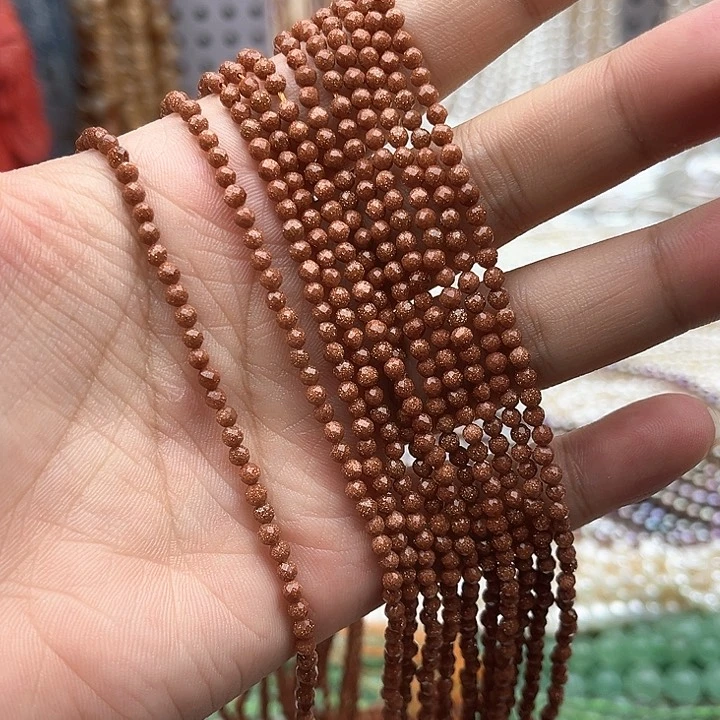 未镶嵌玛瑙/玉髓珠宝半成品一条3mm左右金沙石刻面
