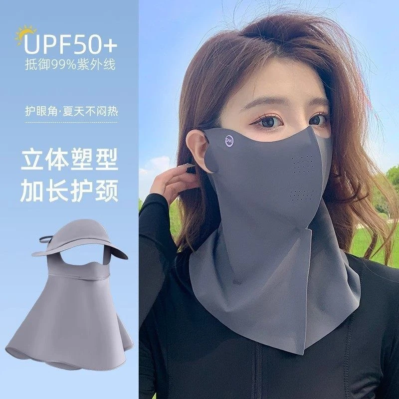 新款冰丝防晒渔夫帽面罩女骑行码开车防紫外线围脖式带透气口