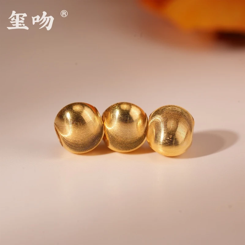 吊坠925银 【玺吻】s925银 金色猫眼珠珠3D转运珠（可DIY 珠径约8mm