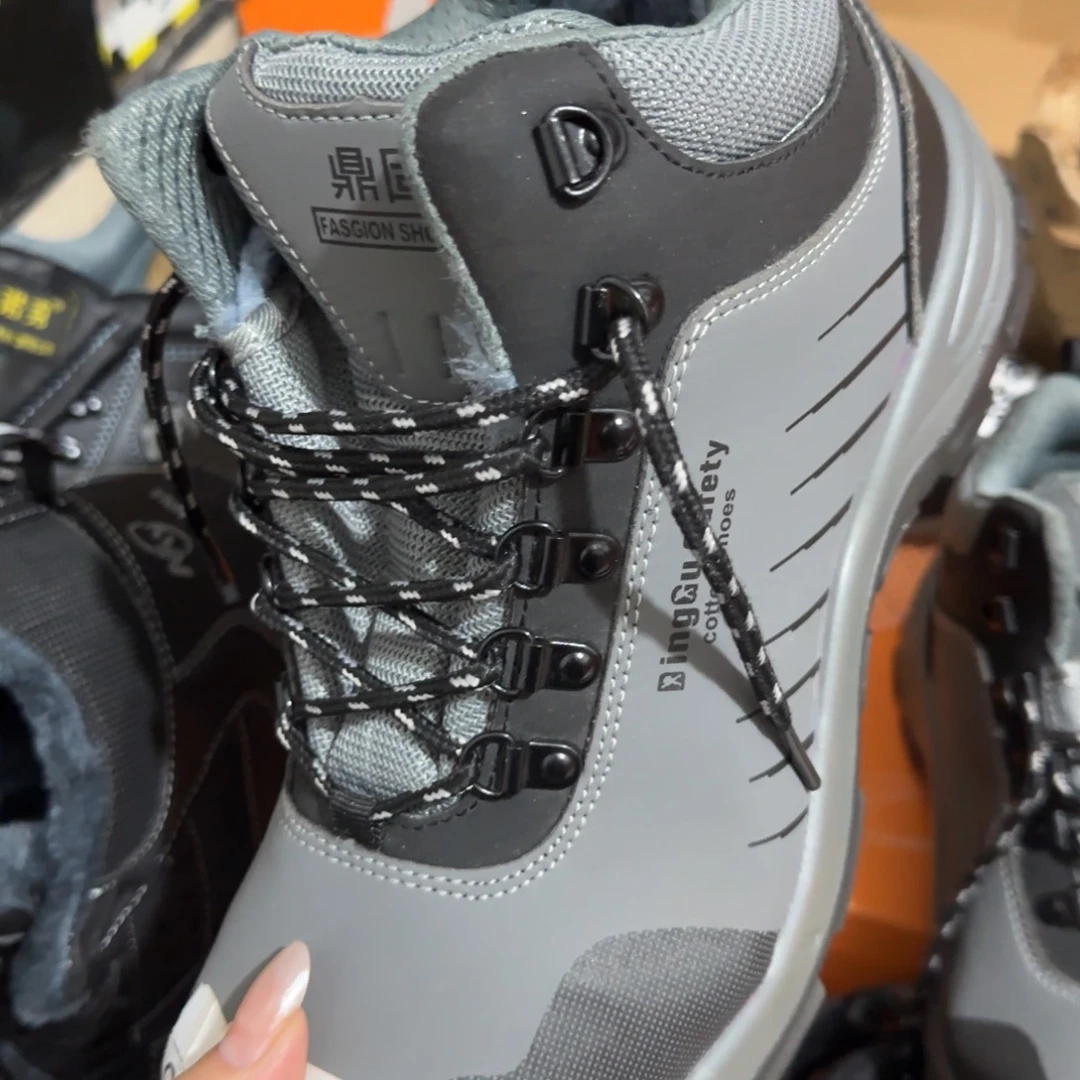 38码灰皮中高帮某固实心棉鞋