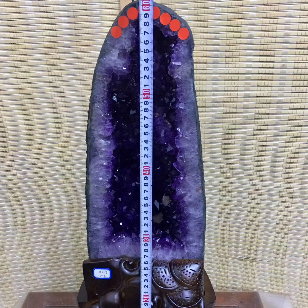 天然原皮原矿紫晶洞客厅书房玄关办公桌摆件（重量是总重）