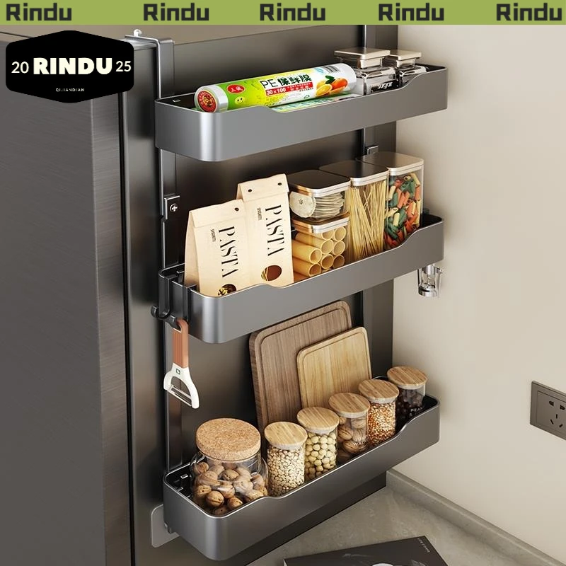 【Rindu品质】新款2025厨房冰箱置物架侧面收纳架壁挂式家用多功