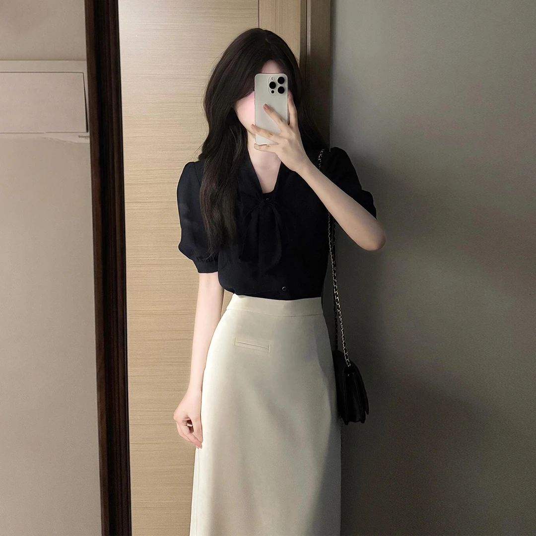 法式高级感气质衬衫连衣裙女夏季2025新款小个子通勤穿搭两件套装