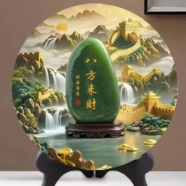 【香港ZHOUFU】高定八方来财实木激光玄关臻品摆件八方来财