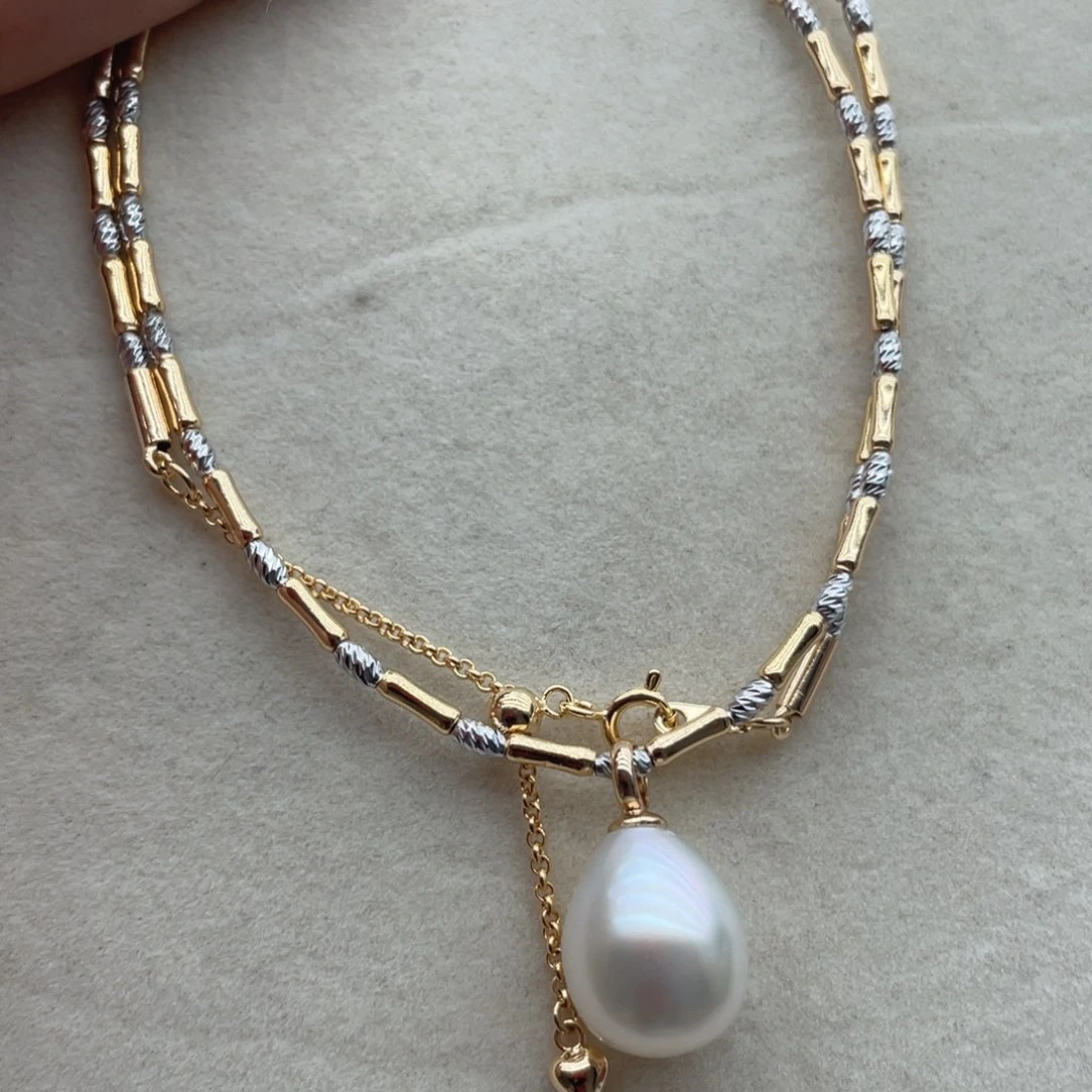 海水珍珠银S925镶嵌套链A4