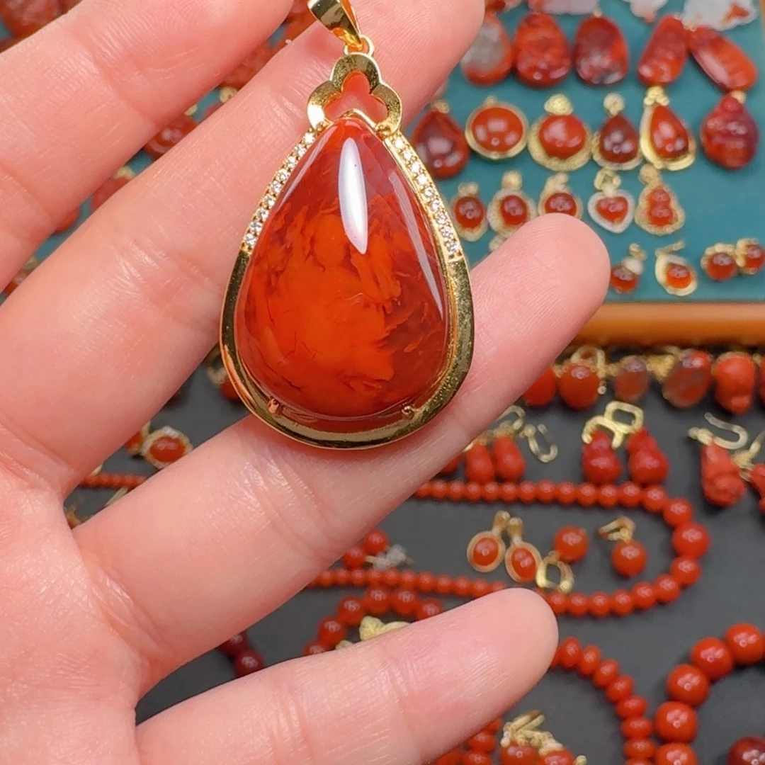 南红玛瑙南红12+银S925镶嵌