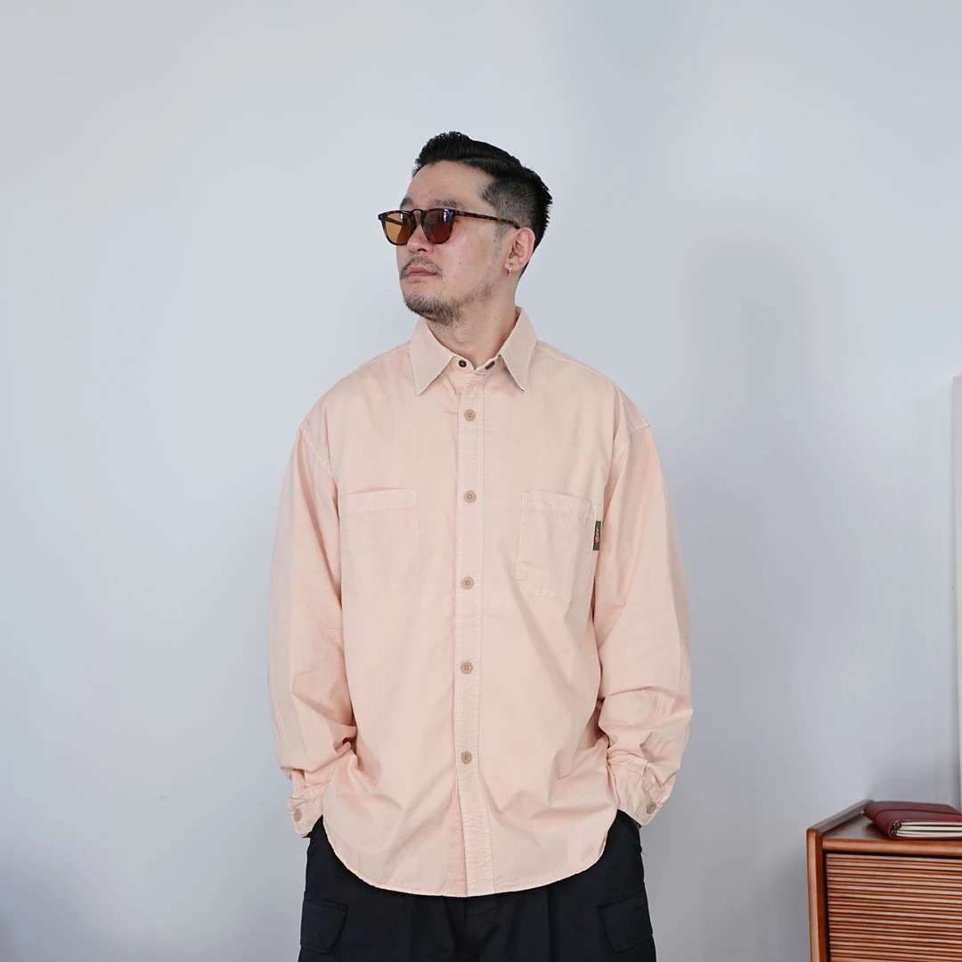 25FW秋季港风复古休闲衬衫美拉德色系工装宽松长袖纯色衬衣