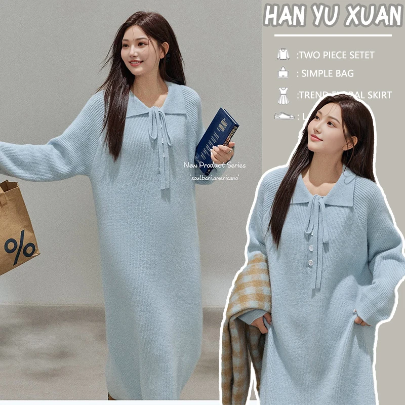 孕妇连衣裙秋季2025新款连帽针织休闲毛衣裙秋装宽松遮肚秋冬款女