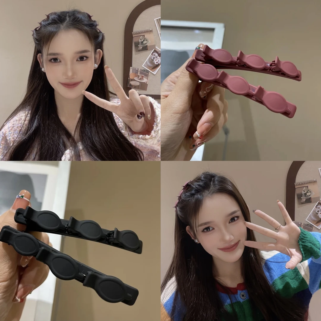 懒人双层编发侧边夹刘海夹碎发夹刘海整理发卡丝绒发夹丝绒小抓夹