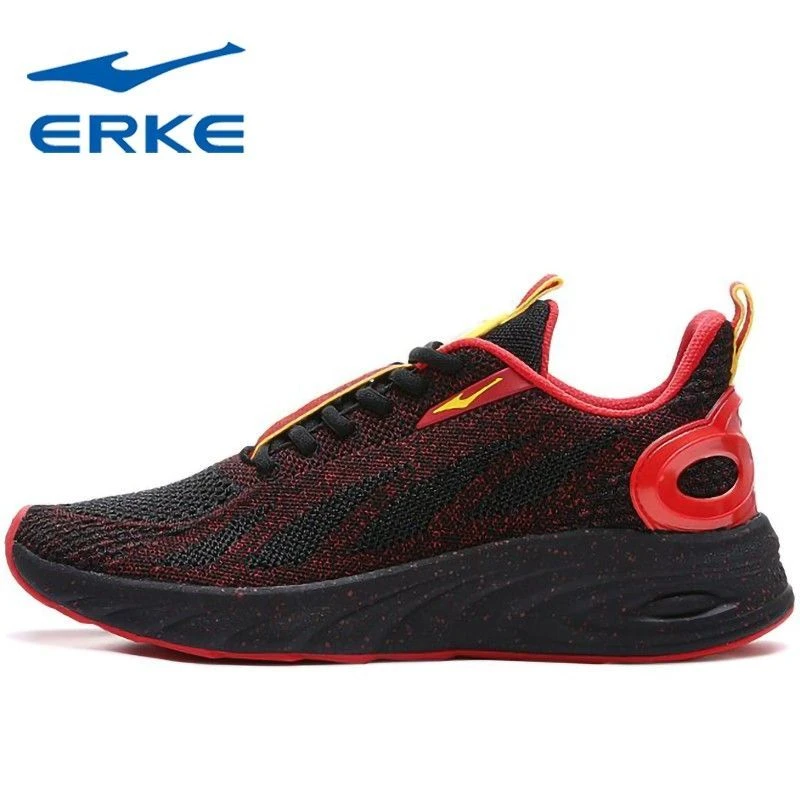 erke/鸿星尔克奇弹黑色碳板跑步鞋网面运动鞋休闲鞋跑鞋软底男士