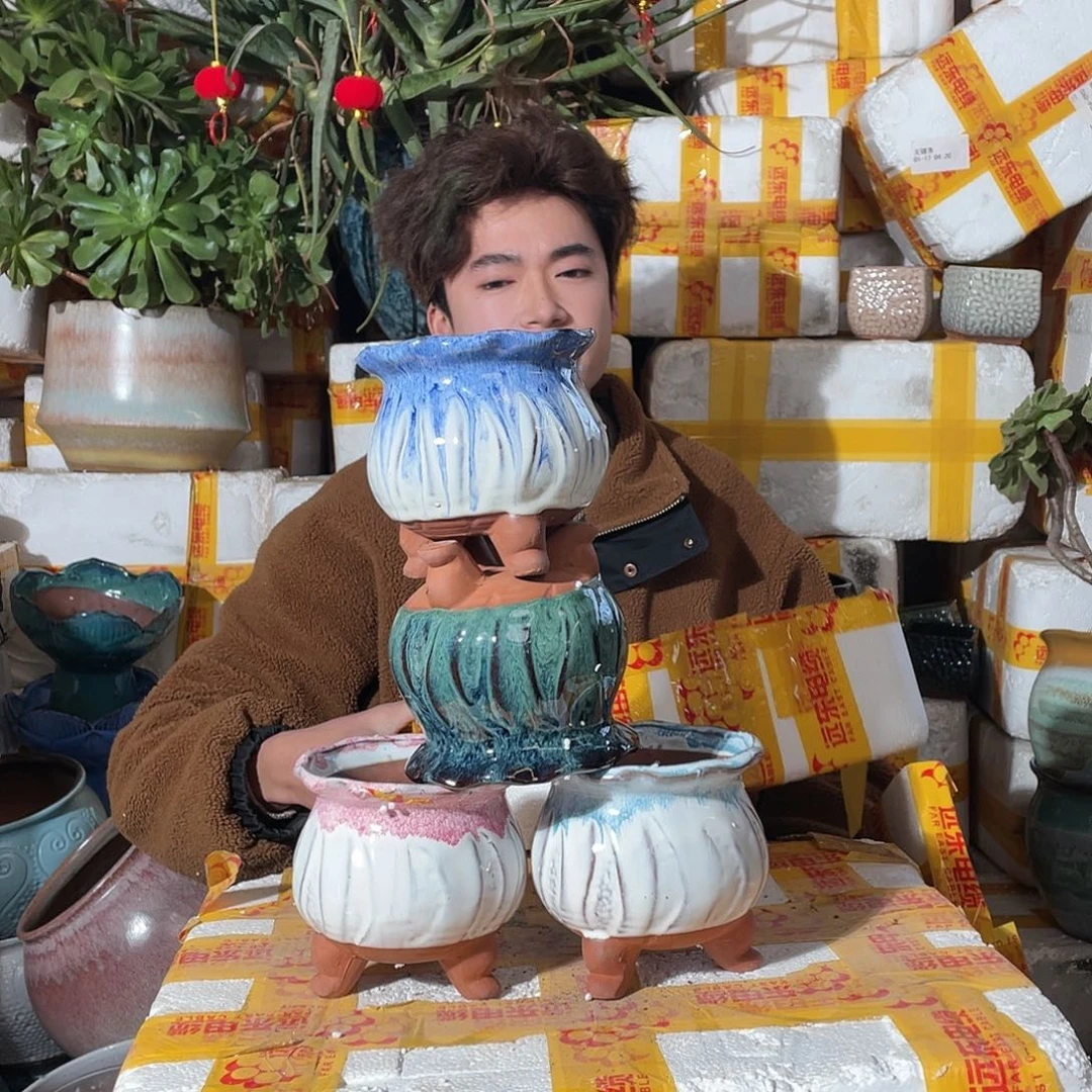 无铅玻璃宜兴紫砂花盆