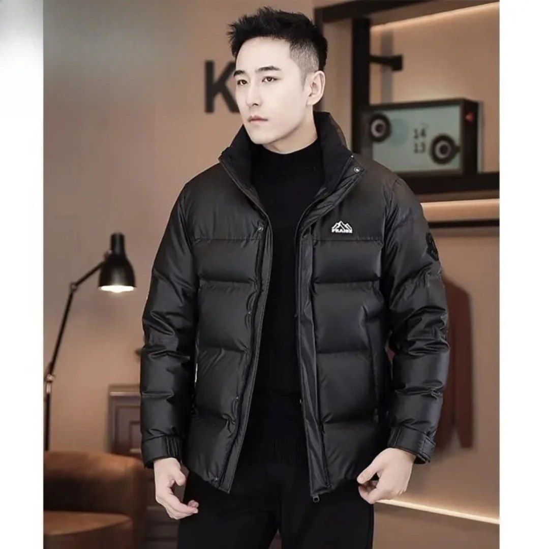 爆款时尚【现货现发】免洗面料男白鸭绒外套男加厚保暖羽绒服立领外