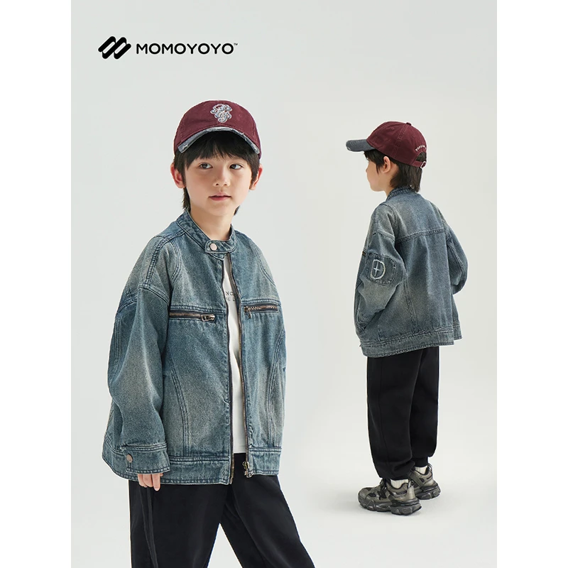 【琉璃】男童美式复古牛仔外套亲子装儿童秋装帅气外套6356D