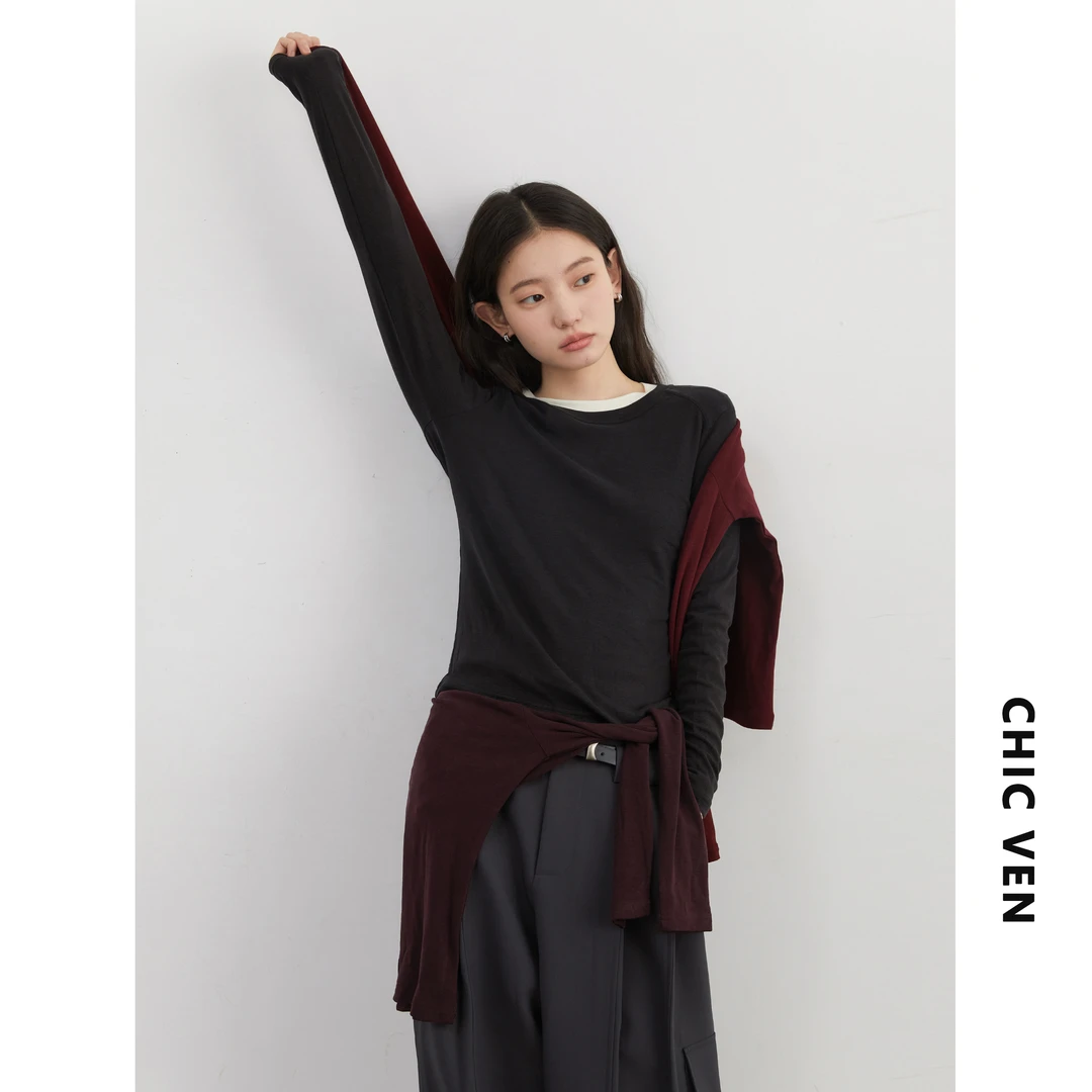 春新款多色可选天丝羊毛圆领针织T恤修身上衣125CMY0207