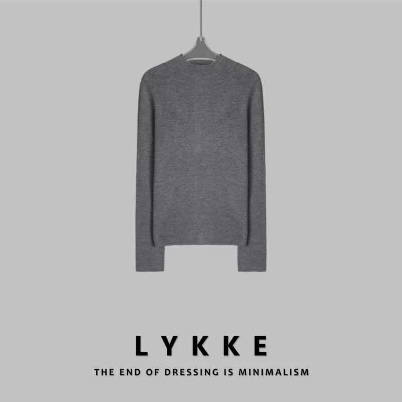 LYKKE 25新款全羊毛半高领无缝一体细针织气质百搭打底衫-E563