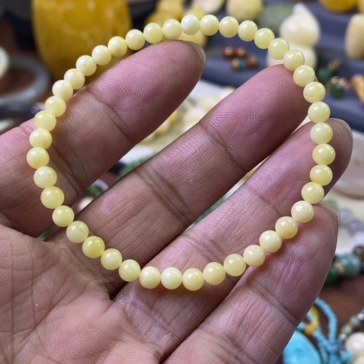 琥珀未镶嵌手链颗颗无黑点有平头