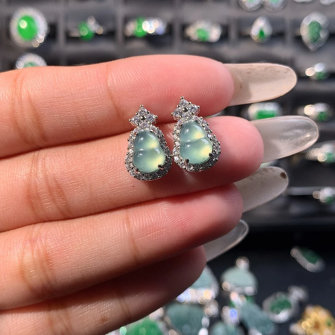 翡翠未镶嵌耳饰耳钉