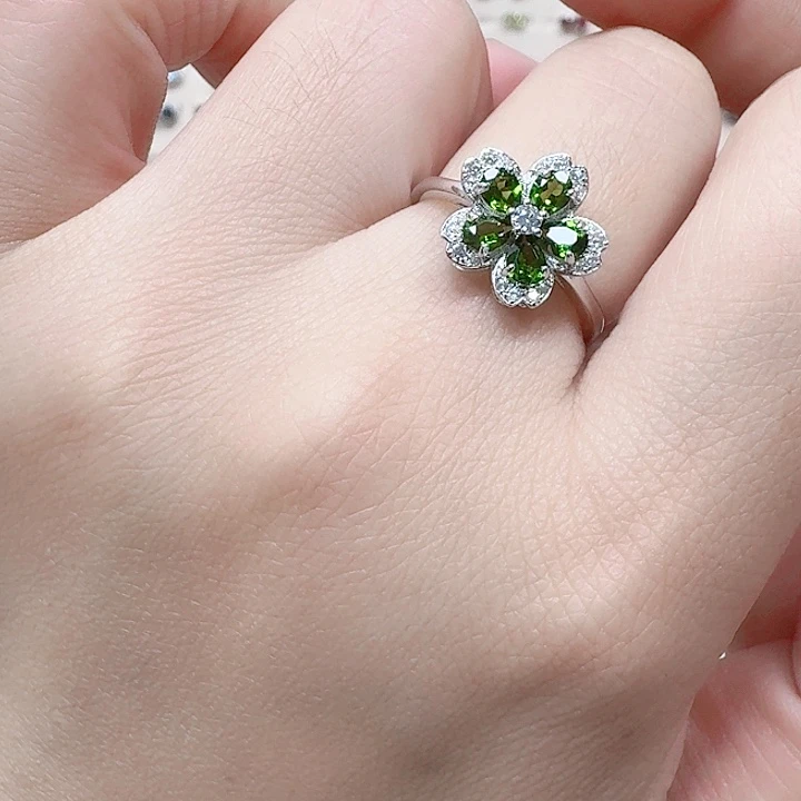 透辉石戒指银S925镶嵌