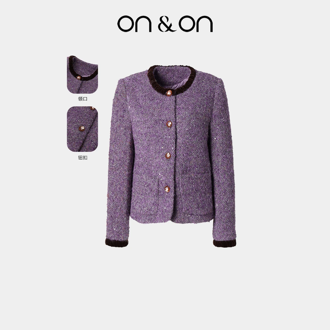 ON＆ON/安乃安冬季复古丝绒拼接气质羽绒小香风外套NNWW5218985