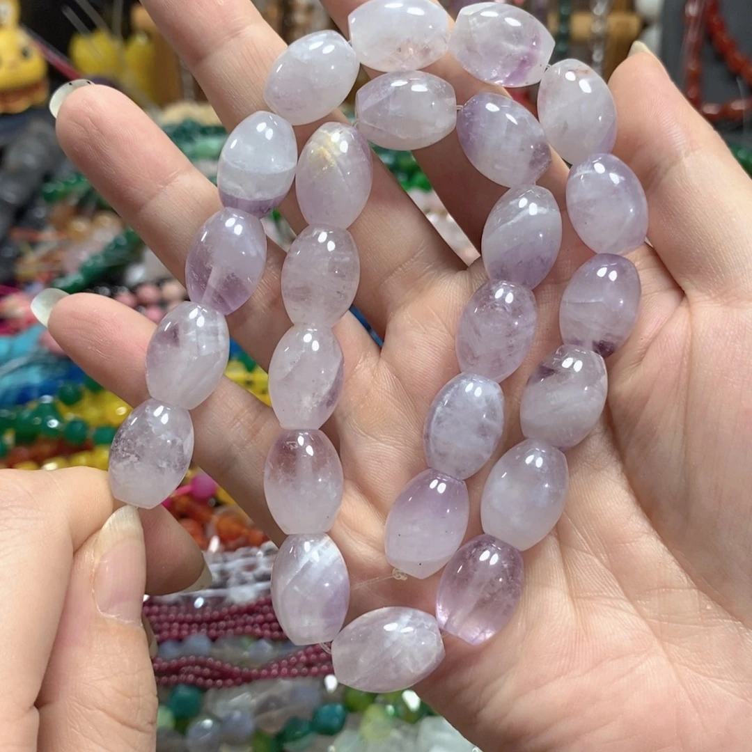 玛瑙/玉髓未镶嵌珠宝半成品紫水晶一条卡12*17mm