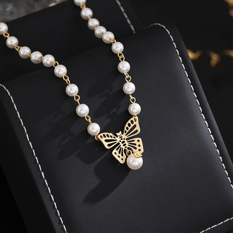 铜合金项链 《货号6878》蝴蝶满天星项链(l链长：35+5.5cm)